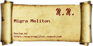 Migra Meliton névjegykártya